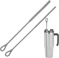 2Pcs Silicone Straw Cleaning Brushes, Extra Long, Used for Cleaning Glass Metal Smoothie Straws and StrawCups,Non-Slip Handle Soft and Bendable, 6mm+9mm. (Gray)