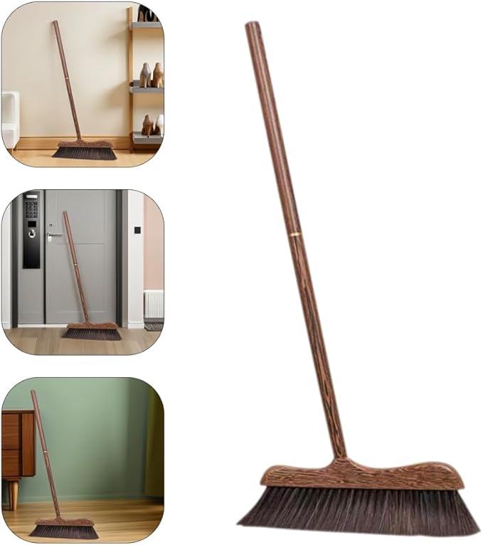 UNOMOR Handmade Soft Wood Broom - Long Handle Broom for Dust Removal, Kitchen Cleaning Sidewalk, Patio, Courtyard, Bathtub, and Floor Brush