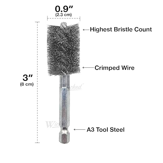 WICKED Professional ID Copper Tube Pipe Cleaner Replacement Brushes (3/4" (2-Pack))