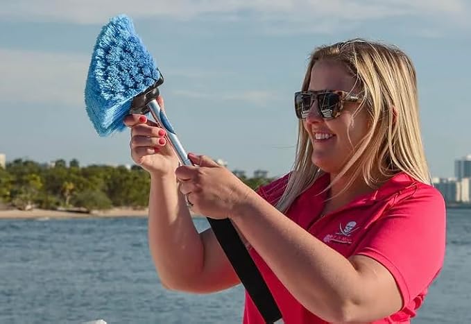 Big Bird Brush (Medium) Blue Boat Deck Scrub Brush for Cleaning and Washing - Boat Cleaner & Car Cleaner - Snap-On Attachment Only