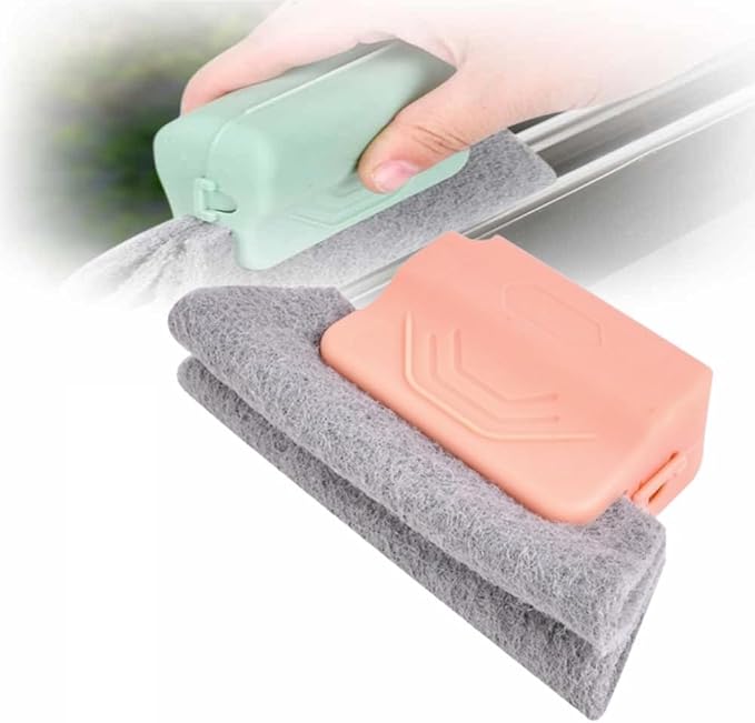 Window Groove Cleaning Brush, 2025 New Hand-held Magic Window Track Cleaner Tools Set,Groove Cleaning Brush Window or Sliding Door for Sliding Door, Sill, Tile Lines, Shutter (Pink)