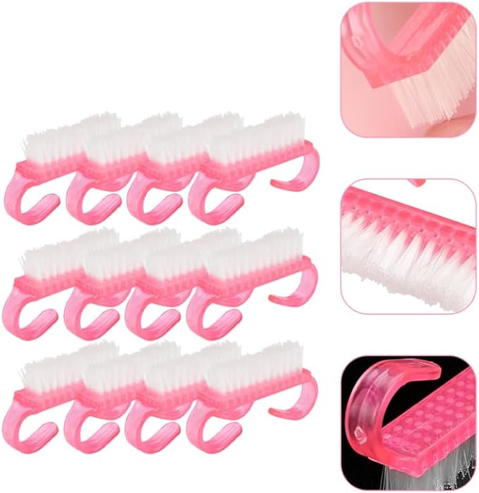 Nail Cleaning Brush, 12pcs Hand Grip Plastic Scrubbing Brush with Soft Bristles Fingernail Cleaning Manicure Supplies for Hands Feet Nails