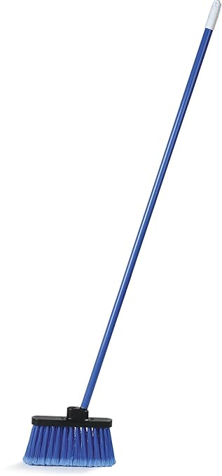 Carlisle FoodService Products 3686314 Duo-Sweep Light-Weight Flagged Industrial Lobby Broom with Metal Threaded Handle, Blue 53 inch x 11 inch