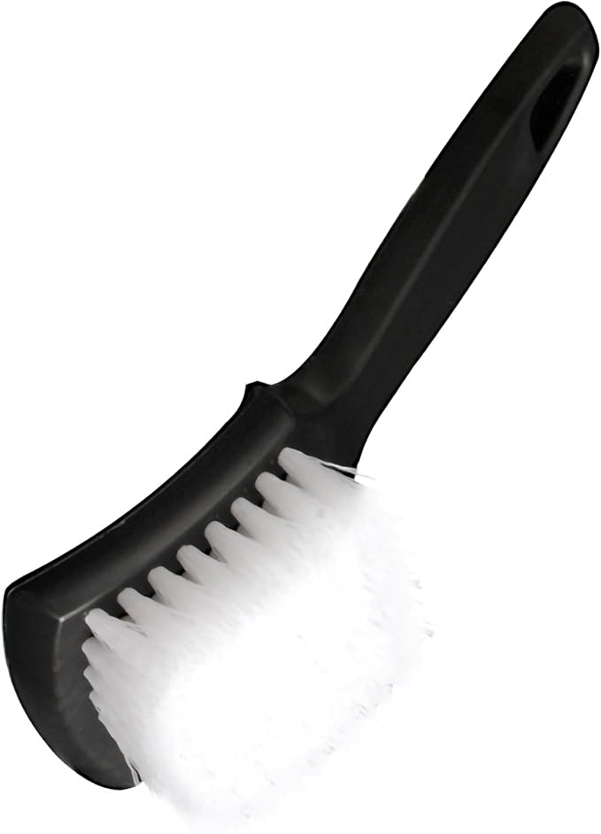 Tire Brush, Black Stiff Bristle Wheel Cleaning Brush, Car Carpet Brush, Detail Brush (White)