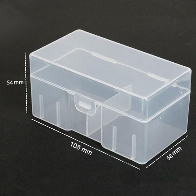 RUIAN 12 x 9V Batteries Organizer Protective Container, Hard Plastic Large Battery Storage Box Holder, Clear, White