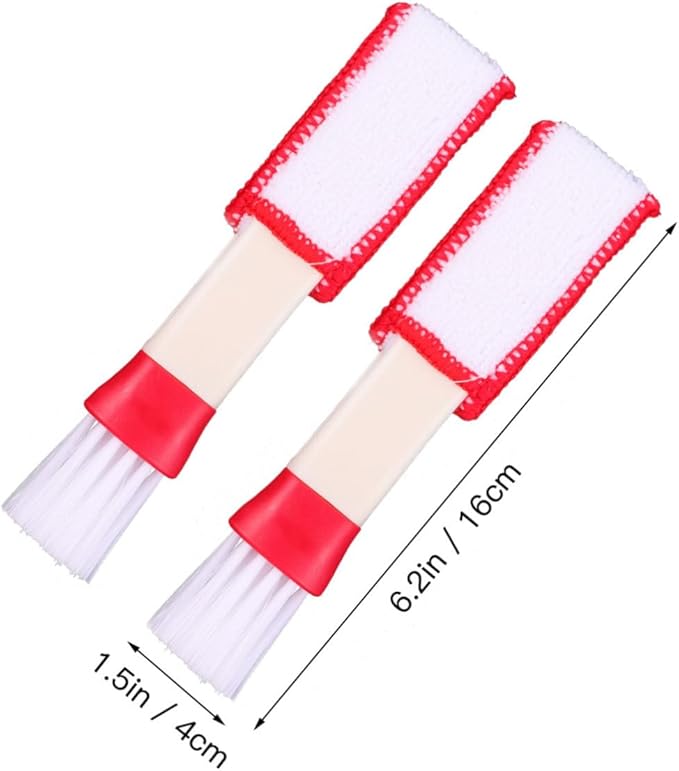 4pcs Car Air Vent Cleaning Brushes Dual-Head Dust Dusters for Automotive Air Conditioner Vents and Window Blinds, Red and White, Multipurpose Interior Cleaning Tools for Car