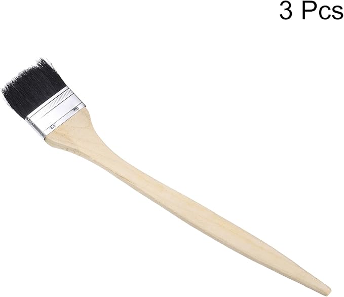 uxcell 3pcs Bent Radiator Paint Brush 2" Width Curved Wall Paint Soft Bristle Brushes with Long Wood Handle for Painting DIY Wall Treatment