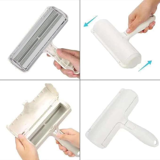 Pet Hair Remover Roller – Reusable Lint Roller for Dog & Cat Fur – Self-Cleaning Animal Hair Removal Tool for Furniture, Couch, Carpet, Bedding, Car & Clothing – No Sticky Tape Needed (Grey)