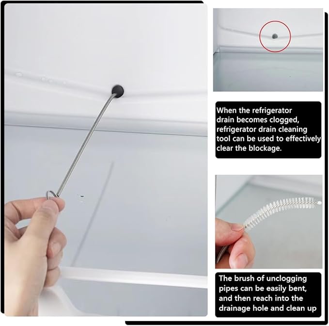 5pcs Refrigerator Drain Cleaning Tool, Reusable Fridge Dredging Kit, Remover Cleaning Tool for Refrigerator Drain Hole, Perfect Water Line Buddy for Drain Cleaning in Our Home