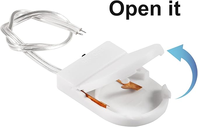 Alinan 10pcs Button Battery Holder Coin Cell Battery Holder with Switch CR2032 1 X 3V Battery Holder Battery Storage Boxes Cover with Wires On ON-Off Switch Socket Container (White)