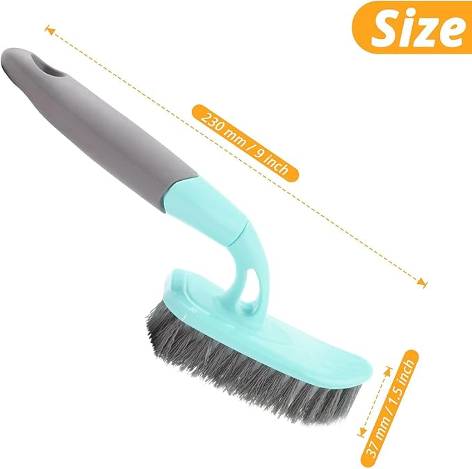 Scrub Brush, Cleaning Shower Scrubber with 9 Inch Ergonomic Handle, Sturdy Stiff Bristles Heavy Duty Brush for Bathroom, Shower, Sink, Carpet, Floor (Blue)