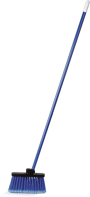 Carlisle FoodService Products 3686314 Duo-Sweep Light-Weight Flagged Industrial Lobby Broom with Metal Threaded Handle, Blue 53 inch x 11 inch