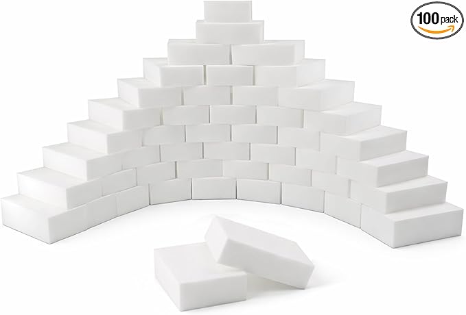 100 Pack Magic Cleaning Sponge Erasers, Non-Scratch Melamine Sponge Bulk Multi-Surface Cleaner Melamine Form Cleaning Scrubber Pad Sponges for Household Wall Shoes Bathtub Door Shower Bathroom Kitchen