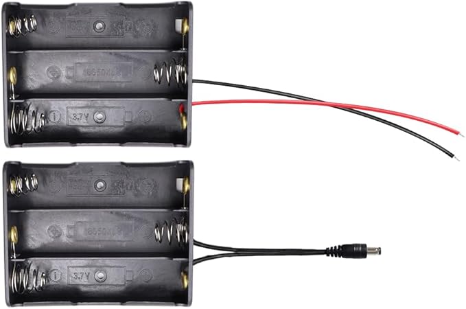 KBT 18650 Battery Case Holder, 3-Slot DIY 12V Battery Storage Box with Cable and DC5521 Connector