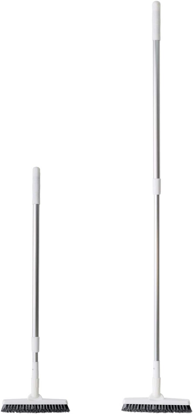 Adjustable Long Handle Brush Hard Bristles Deck Brush with 51.2'' Extension Pole Floor Scrub Brush for Bathroom, Patio, Corner Cleaning