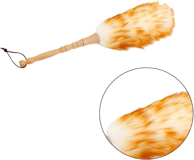 Electrostatic Dusting Brush Wool Duster for Cleaning, Professional Static Dust Cleaner with Soft Lambswool Head, Multipurpose Dust Removal Tool for Home, Office, and Car Use