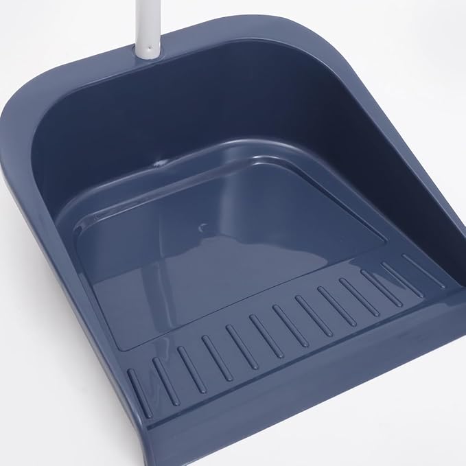 Soft Bristle Broom and Dustpan Set with Stainless Steel Handle, Magnetic Clip, and Long Reach for Home and Pet Hair Cleaning, Easy Hair Removal,Perfect for Indoor Floors and Sofa Areas