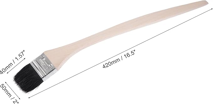 uxcell Bent Radiator Paint Brush 17" Length 2" Width Bristle with Long Wood Handle for Wall Treatment Black