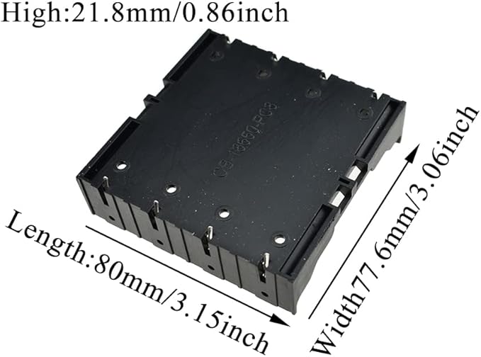 HAHIYO 3.7V 18650 4 Slots Battery Holder with Pin Less Additional Resistive Loss Allows Fully Contact Independent Batteries Bay Case Storage Box 4 PCS for DIY Toy Rechargeable Power System