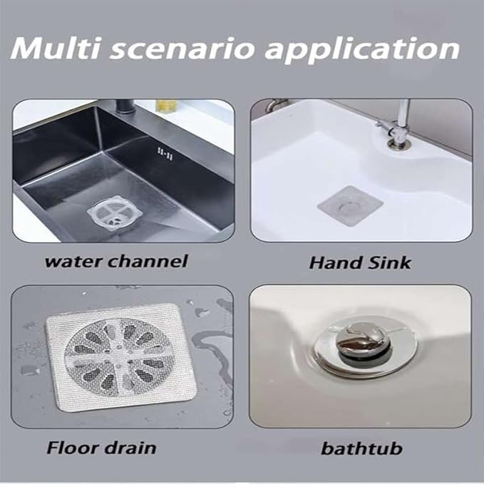 Disposable Shower Drain Cover Hair Catcher Shower Drain Mesh Stickers, Bathroom, Laundry, Bathtub, Kitchen, Sink, for Human and pet Hair (10 PCS)