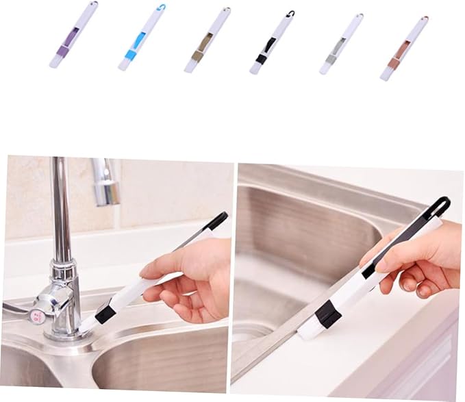 FRCOLOR 3pc Detachable Window Door Track Brush Cleaning Tool with Dustpan Multipurpose Keyboard Cleaner for Grooves and Corners Black