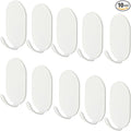 Sticky Adhesive Hooks 10 Pack Stainless Steel Stick Hooks for Hanging Towel Coat Bath Robe Key Loofah Metal Utility Hook for Kitchen Bathroom Shower