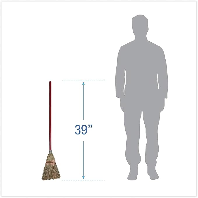 Boardwalk 951TCT Lobby/Toy Broom, Corn Fiber Bristles, 39-Inch Wood Handle, Red/Yellow, 12/Carton