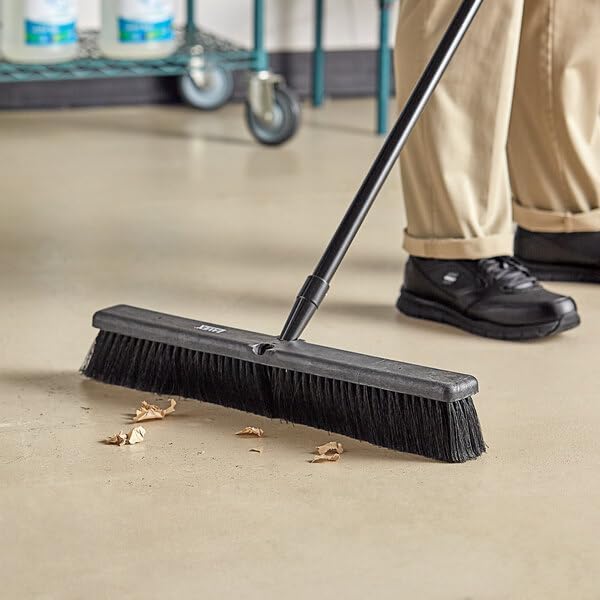 Push Broom Head, 24 Inches Wide, Soft Flagged Bristles, Black