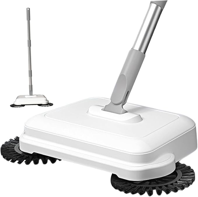 Floor Sweeper, 2-in-1 360° Rotating Hand Push Sweeper with Long Handle, High-Efficiency Manual Carpet & Hard Floor Cleaning Tool for Home & Office.