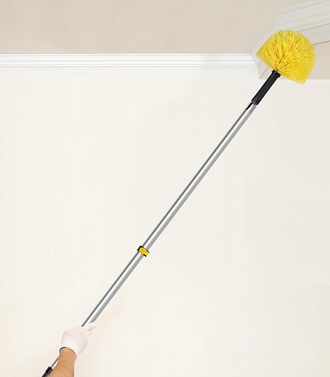 Cobweb Duster Head Brush, Screw on Spider Web Duster Brush Replacement Head for Outdoor & Indoor Cleaning, Corner Duster Fits Standard Acme Threaded Extension Pole (Pole Sold Separately)