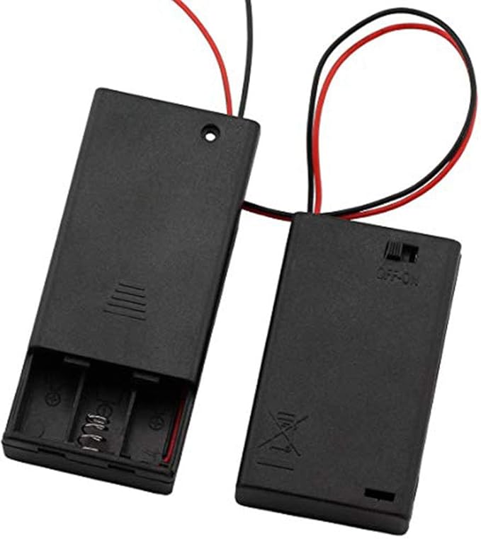 6 Pieces 3 Slots x 1.5V AAA Battery Case Holder Battery Spring Clip Storage Box Wire Leads with On/Off Switch