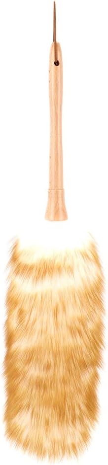 Lambswool Duster, Lambs Wool with Wooden Handle Soft Lambs Wool Plumeros para Limpieza Profesional for Ceilings, Curtains, Computer Screens, Keyboards