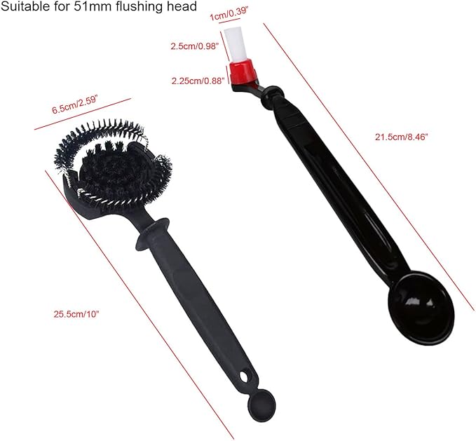 2 PCS Coffee & Espresso Machine Cleaning Brush Set,Curved Coffee Brush with Long Handle, Brew Head Cleaner, Grinder Brush, Cup Cleaning Brush for Kitchen Use (51 mm)