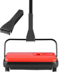 Happybuy Red Manual Carpet Sweeper - 300ml Dustbin, 6.7" Cleaning Width for Pet Hair & Dust on Carpets & Hard Floors, No Power Needed
