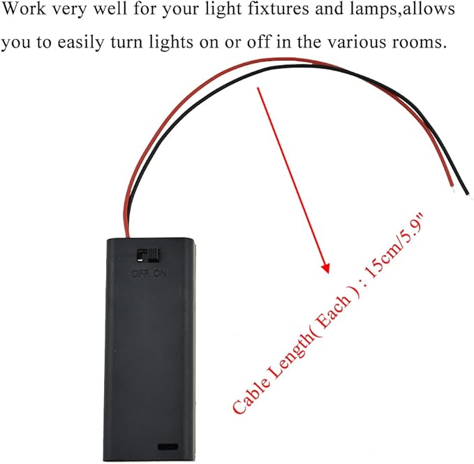 HAHIYO 3V AAA Battery Holder Bundle with Wire Sturdy Cover Flexible Springs Contact Build-in Switch Batteries Black Case Easy Install 8 Pieces for Wall Clocks Ham Radio Kids Toys