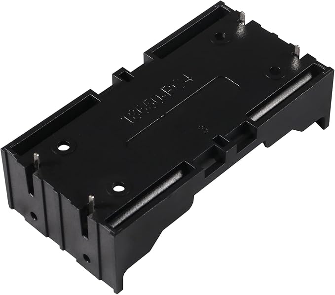 6pcs 18650 Battery Case Holder 2 Slots X 3.7V 18650 Battery Storage Box, in Parallel Black Plastic Batteries Clip Box with Pin for DIY Parallel or Series Circuit PCB Projects