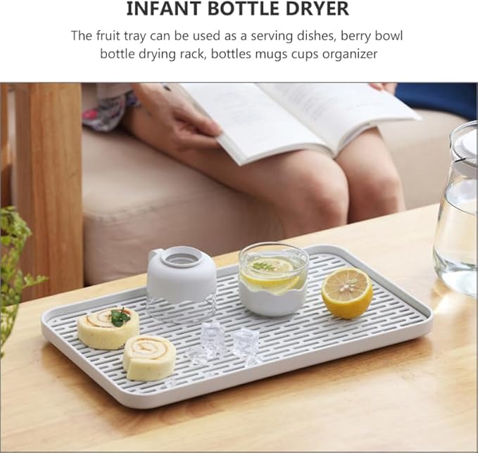 Double Layer Bottle Drying Rack and Drain Tray with Non-Slip Design Kitchen Countertop Organizer for Bottles Cups and Utensils