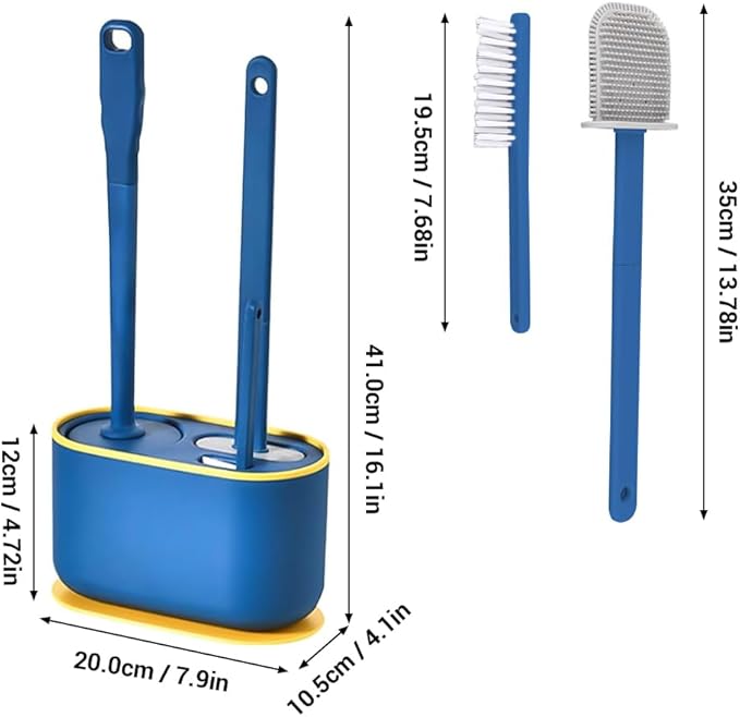 Toilet Brush Set, Bathroom Accessories, Toilet Bowl Cleaners, Deep Cleansing Multifunctional Hanging Toilet Brush Set for Bathroom(Bule)