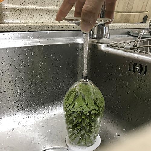 Hengkainsing Brush-Up Glass Brush with Suction Cup Upright Stays in Sink Bristle Scrub Kitchen Bottle Cleaning Washing (Gray)