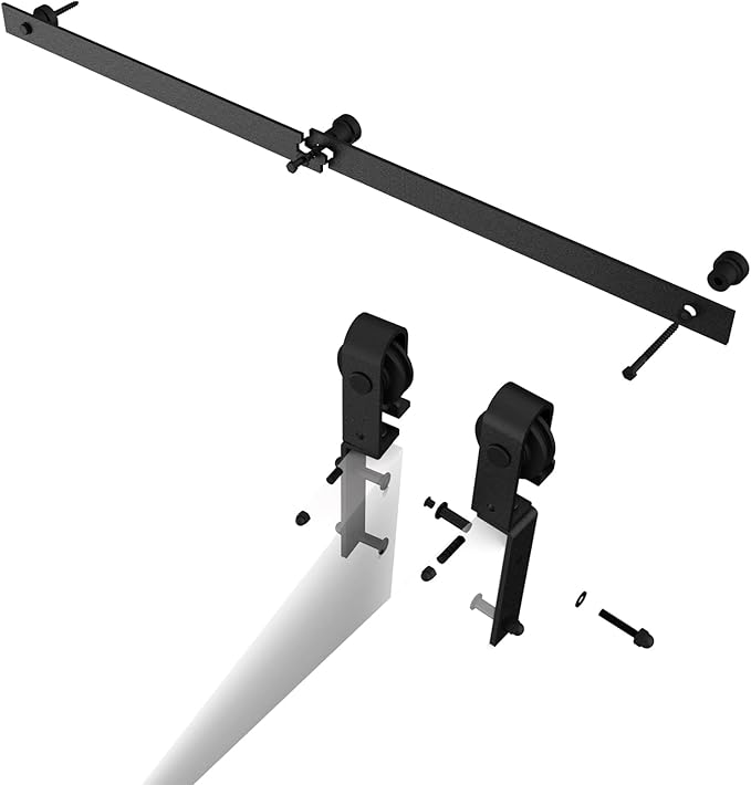 40" Bi-Folding Sliding Barn Door Hardware Track Kit,Smoothly&Quietly,Side Mounted Black Roller,Easy Install,Door Not Included [Fit Double 18" Bifold Doors]