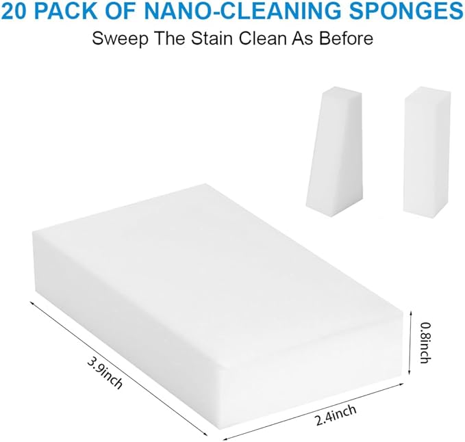 Magic Sponge Eraser Multi-Functional Melamine Sponge Foam Pads Extra Thick Kitchen Dish Sponges Household Cleaning for Kitchen Bathtub Shoes 20 Pack