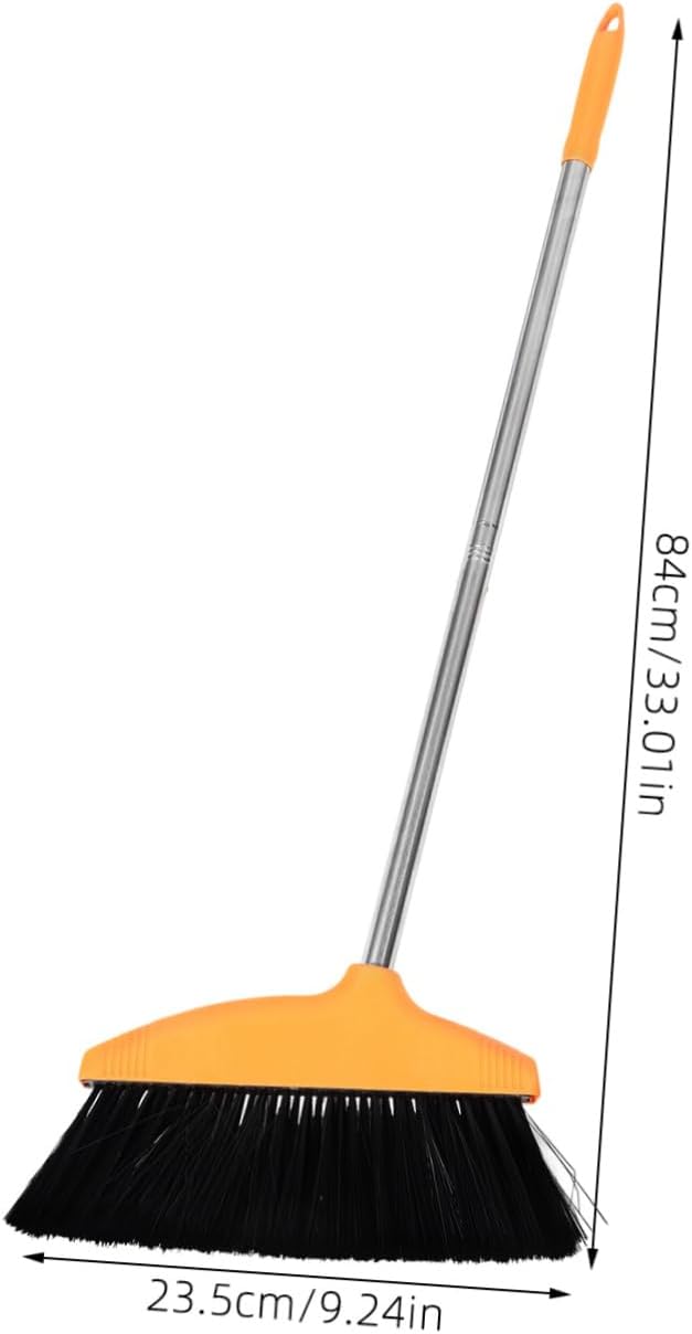 Unomor Stainless Steel Handle Soft Bristle Broom for Home Wide Angle Floor Cleaning Broom Dustpan Pet Hair Long Handle for Household and Commercial Cleaning