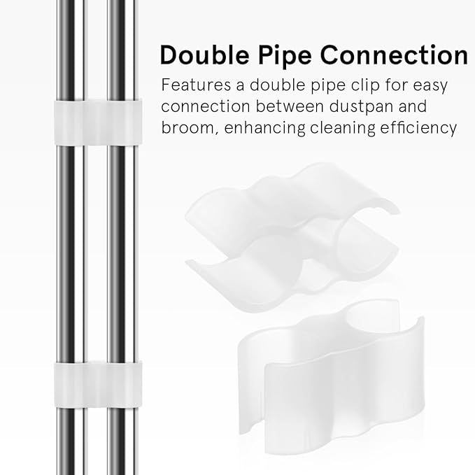 2pcs Double Port Grip Pipe Clips - Diameter 0.8 Inch Spring Clamp Connection Holder for Broom Pipe - Dustpan-Broom Coupling Clip Attachment Hook for Secure Cleaning Set Linkage