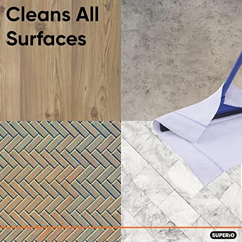 Superio Squeegee Mopping Towel Floor Cloth White Cloth for Cuban Style Mop, Israeli Sponga, Kitchen, Bathroom Cleaning, Tile, Stone, Wood, Floor Washing, Drying Towel -18"x24", 6 Pack