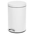 mDesign 3.2 Gallon/12 Liter Round Metal Step Trash Wastebasket, Garbage Container Bin for Bathroom, Powder Room, Bedroom, Kitchen, Craft Room, Office - Removable Liner Bucket - White