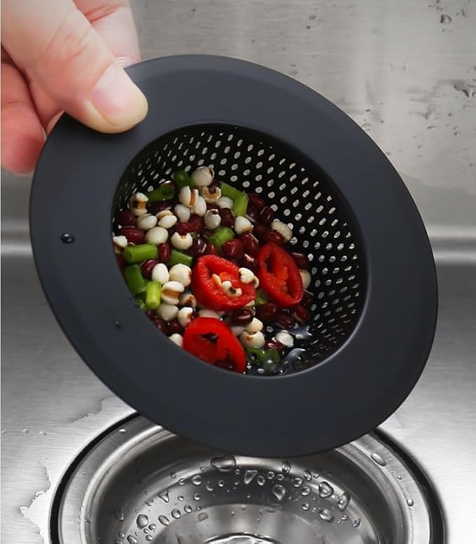 AJOMAN Kitchen Sink Drain Strainer, Cover and Stopper, Food Catcher for Kitchen Sink Drain, Stainless Steel Universal Anti-Clogging Kitchen Sink Filter(3 Pieces, Matte Black)