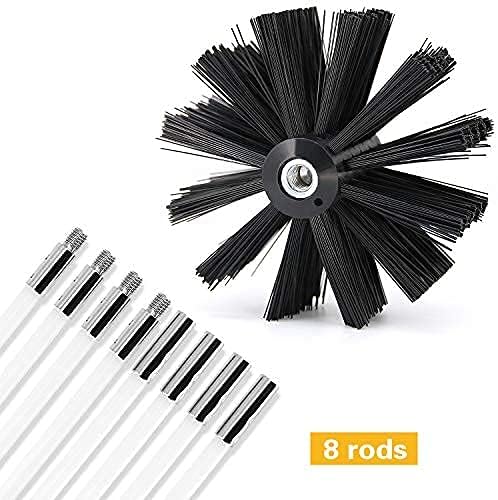 10 Feet Dryer Vent Cleaner Kit, Dryer Duct Cleaning Kit, Includes 8 Flexible Rods, Synthetic Brush Head, Flexible Lint Remover