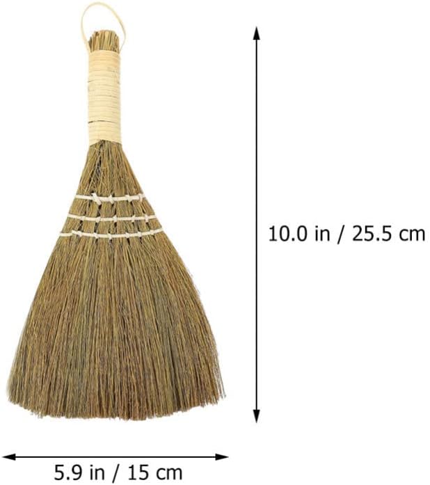 Hemoton Desktop Broom Portable Mini Hand Broom with Ergonomic Handle and Natural Bristles for Tabletop Cleaning Dust Removal in Kitchen and Indoor Use