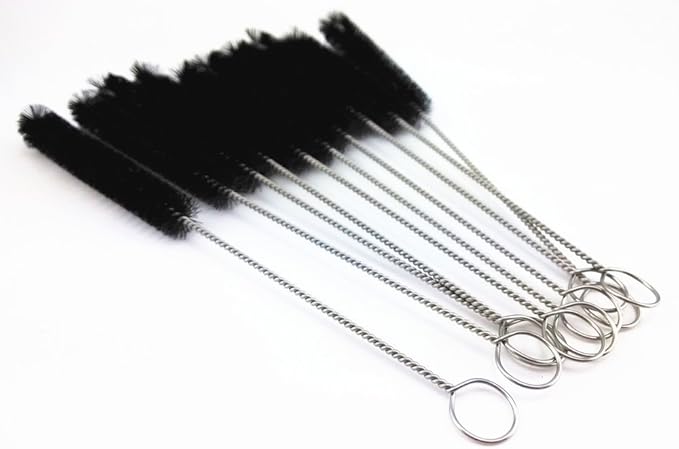 yueton?Pack of 10 Black Nylon Tube Pipe Nozzle Brush Dia 10mm with Wire Loop Handle