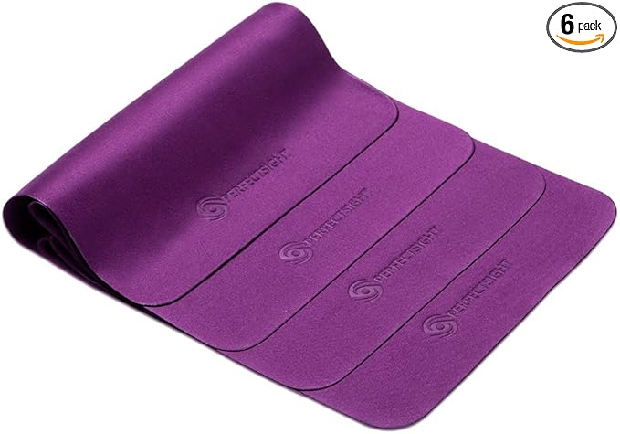 PERFECTSIGHT Microfiber Cleaning Cloth | Eyeglass Lens Cleaner [6 Pack, 5.7x6.7 Inch] Glasses, Phone, Camera, Computer Screen Cleaning | Safe for All Coated Lenses (Purple)